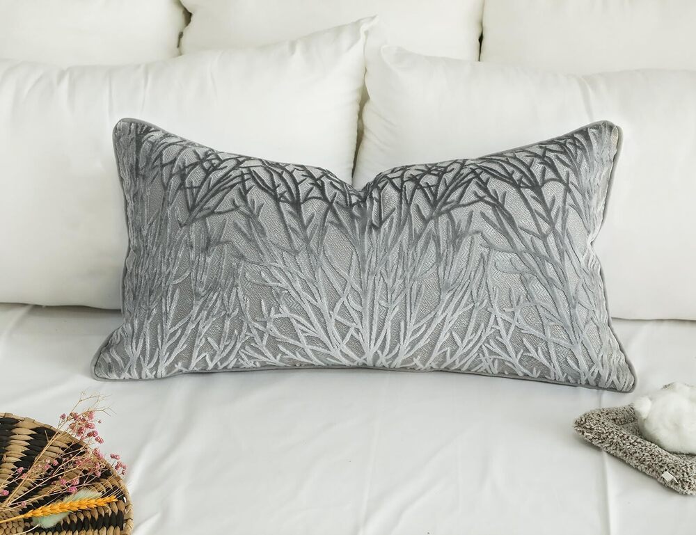 4452 Decorative Modern Long Lumbar Pillow Cover 14 x 24, Boho Long Pillow